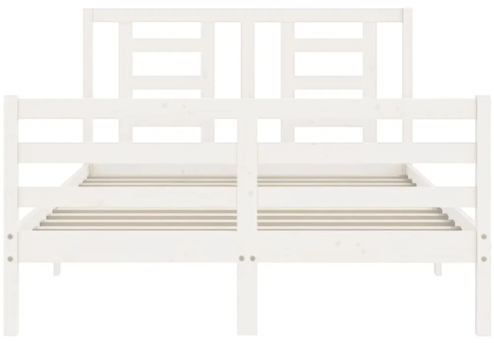Estrutura de cama com cabeceira 140x190cm madeira maciça branco