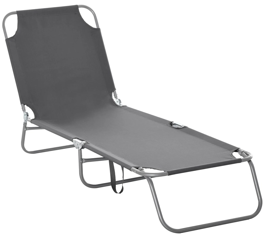 Outsunny Espreguiçadeira Dobrável Espreguiçadeira de Jardim com Encosto Ajustável em 5 Posições para Terraço 187x55x24 cm Cinza