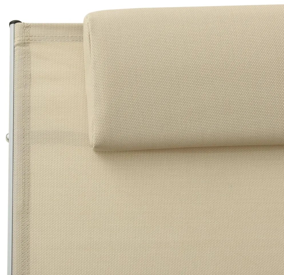 Espreguiçadeira com almofada textilene cor creme