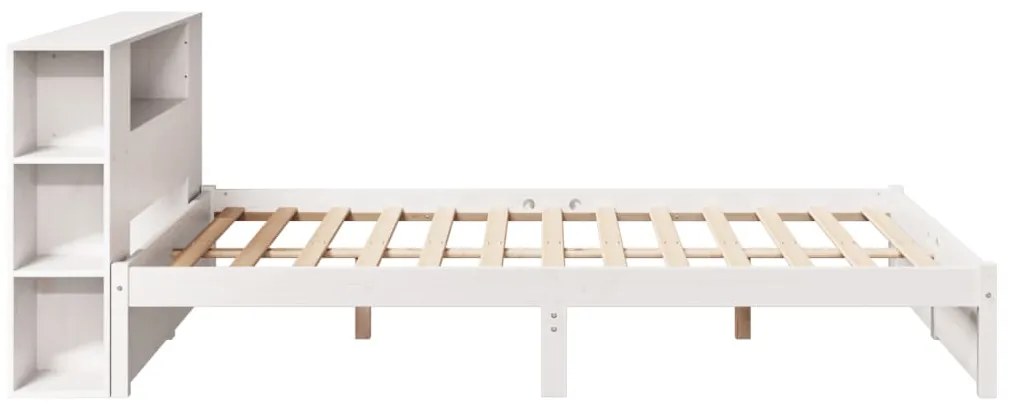 Cama com estante sem colchão 140x190 cm pinho maciço branco