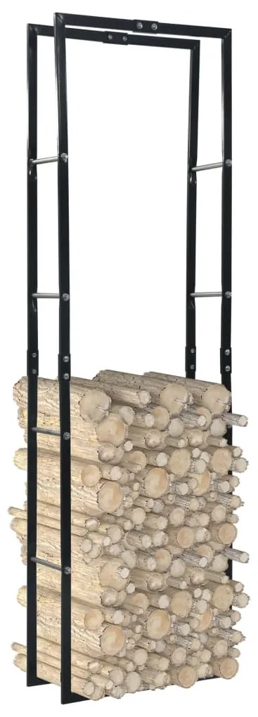 286284 vidaXL Suporte para lenha 60x25x200 cm aço preto
