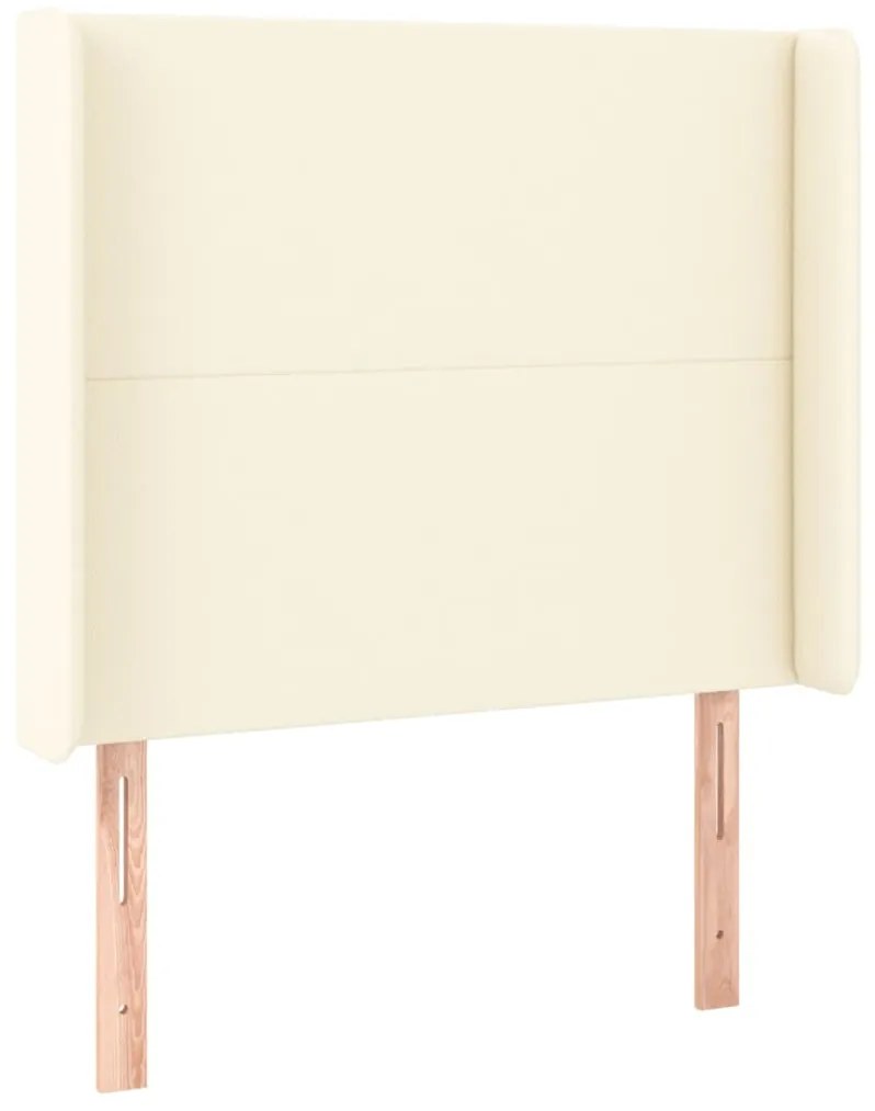 Cama box spring c/ colchão/LED 90x200 cm couro artificial creme