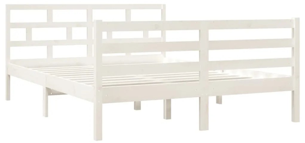 Estrutura de cama 140x190 cm madeira de pinho maciça branco