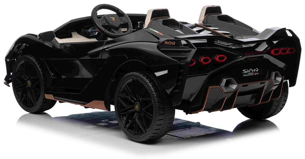 Carro elétrico para crianças Lamborghini Sian 4X4, 12V, 2 Lugares controle remoto 2,4 GHz, entrada USB/AUX, Bluetooth, Suspensão, Portas de abertura v