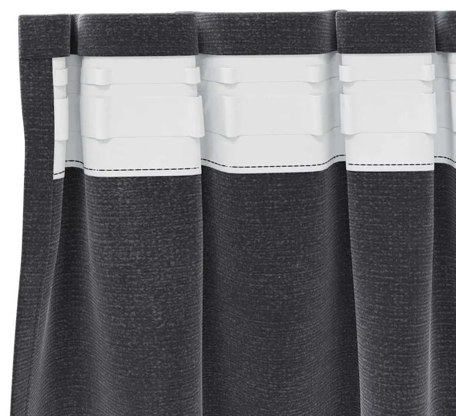 Cortinas Blackout vidaXL com fita superior 2 pcs Cinza Escuro Veludo