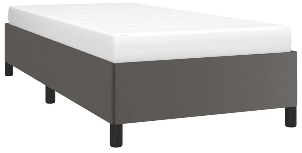 Estrutura de Cama Salu em Couro Artificial Cinza - 90x200cm - Design M