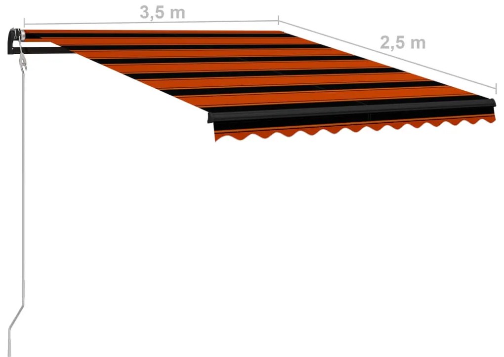 Toldo retrátil automático 350x250 cm laranja e castanho