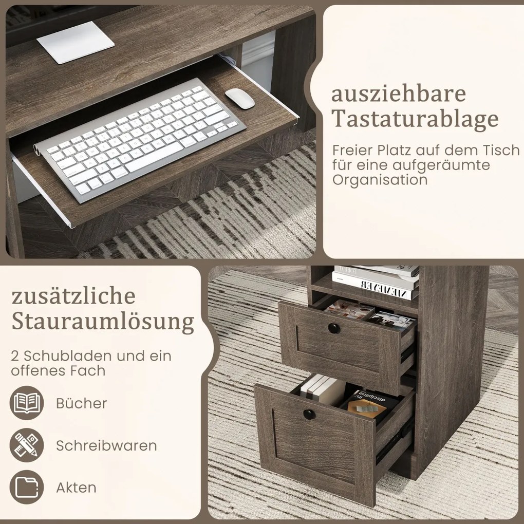 Armário de armazenamento de estante aberta de 3 níveis com 8 compartimentos - Natural