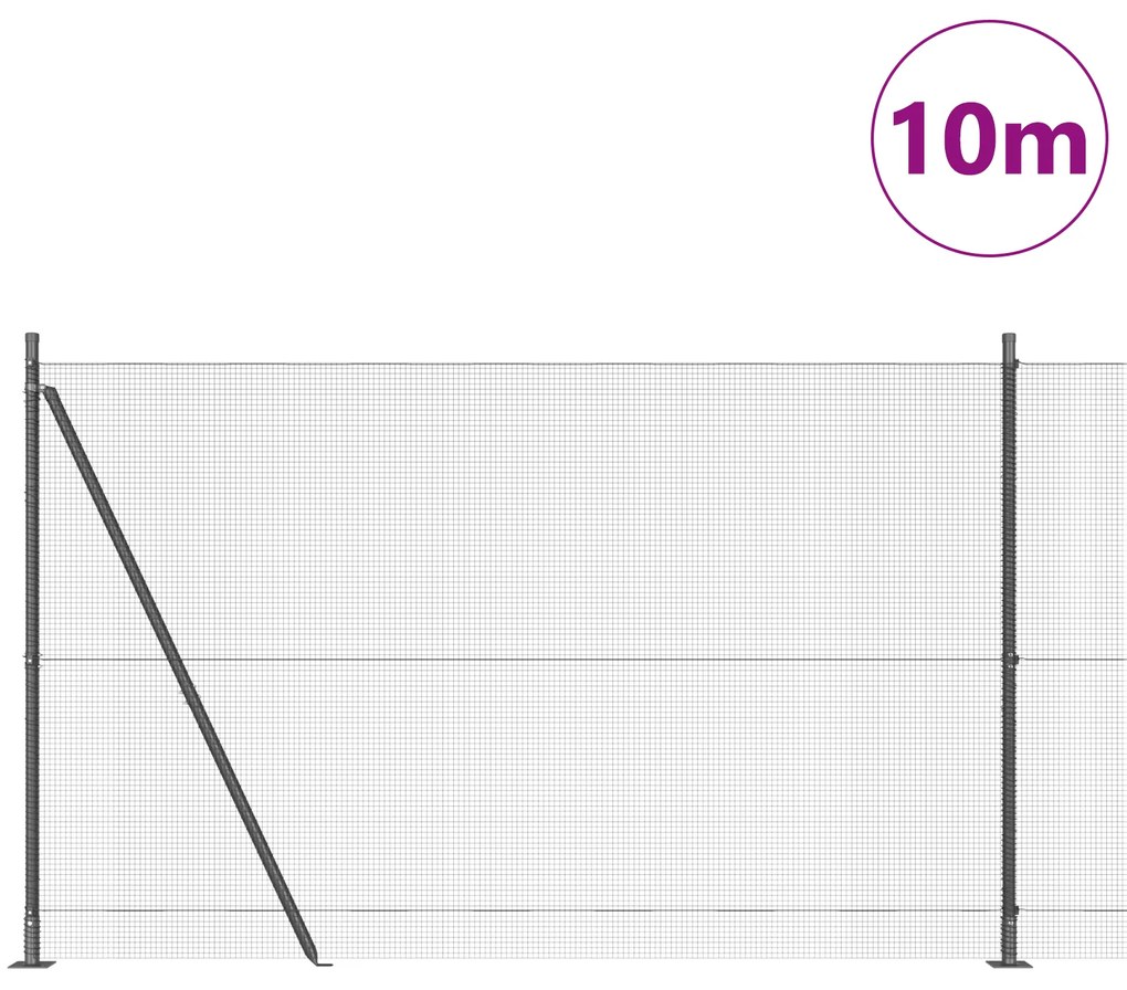 Cerca de Arame Soldado com 7 Postes Flanged Cinza 1.5x10 m Aço
