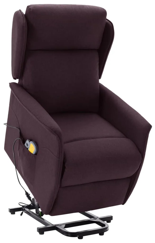 vidaXL Poltrona elevatória de massagens tecido roxo