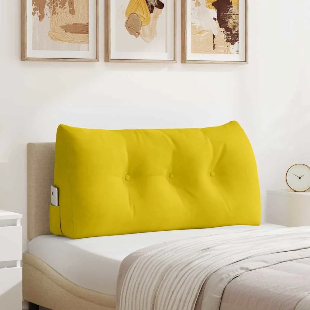 vidaXL Travesseiro para Costas Amarelo 100 x 24 x 50 cm Veludo