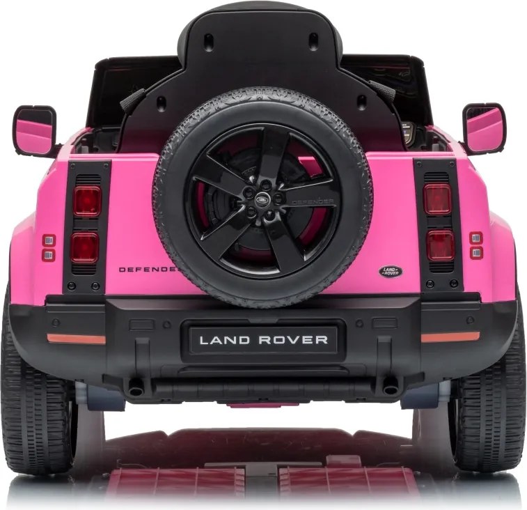 Carro elétrico para Crianças 12V 4x4 Land Rover Defender Rodas de espuma EVA, Assento Couro ecológico, Controlo remoto Rosa