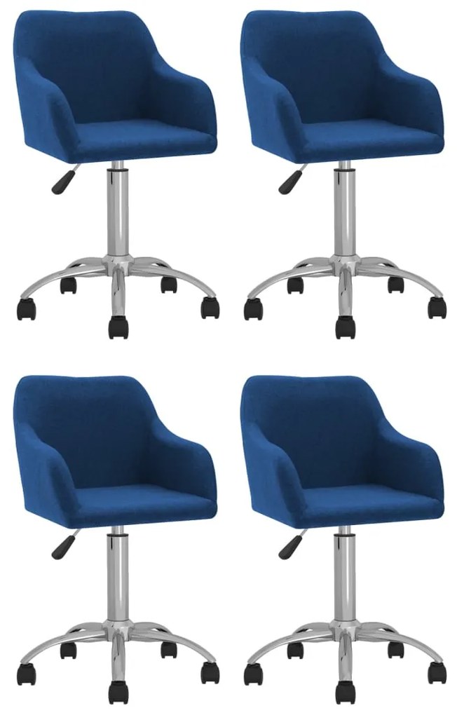 vidaXL Cadeiras de jantar giratórias 4 pcs tecido azul