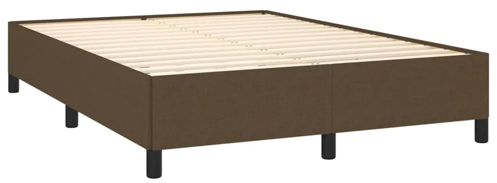 Estrutura de cama 140x200 cm tecido castanho-escuro