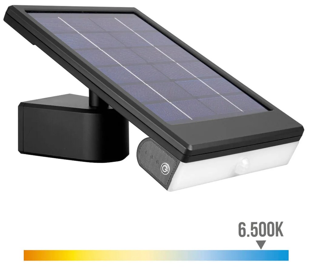 Luz de Parede EDM LED Solar Preto 6 W 720 Lm (6500 K)