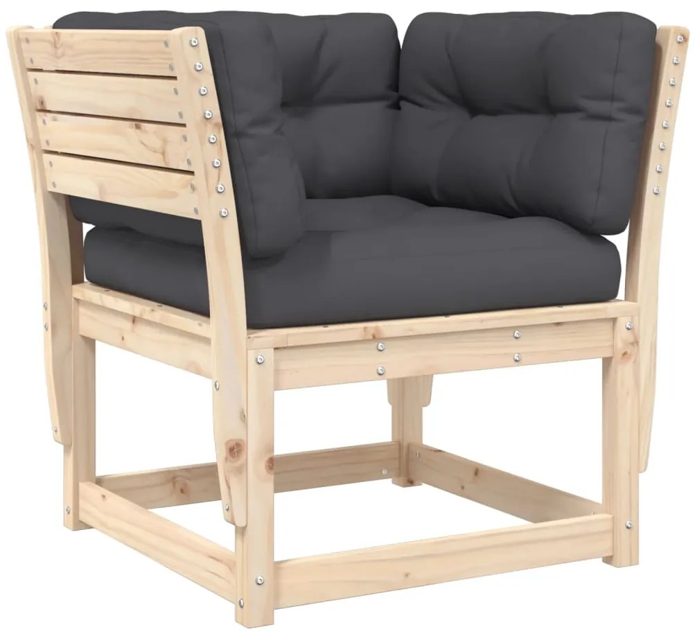 5 pcs conjunto de sofás de jardim com almofadões pinho maciço