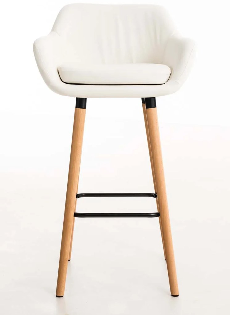 Banco de bar Grant em couro sintético e com estrutura de Cor Natural 55 x 99 x 46 cm Branco