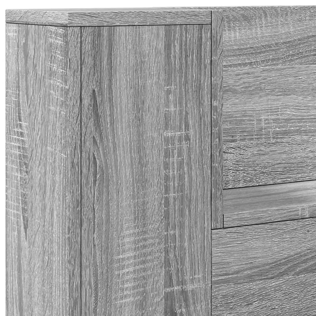 Armário de cabeceira c/ luzes LED 100x16,5x103,5cm cinza sonoma