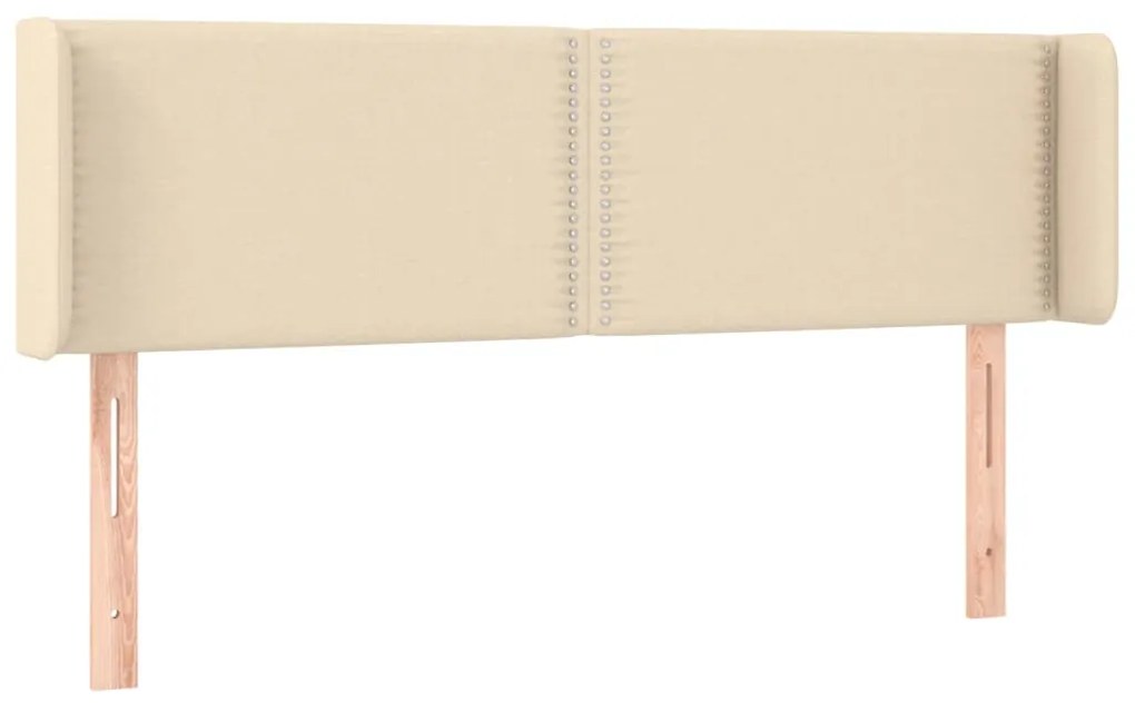 Cabeceira de cama c/ luzes LED tecido 147x16x78/88 cm cor creme