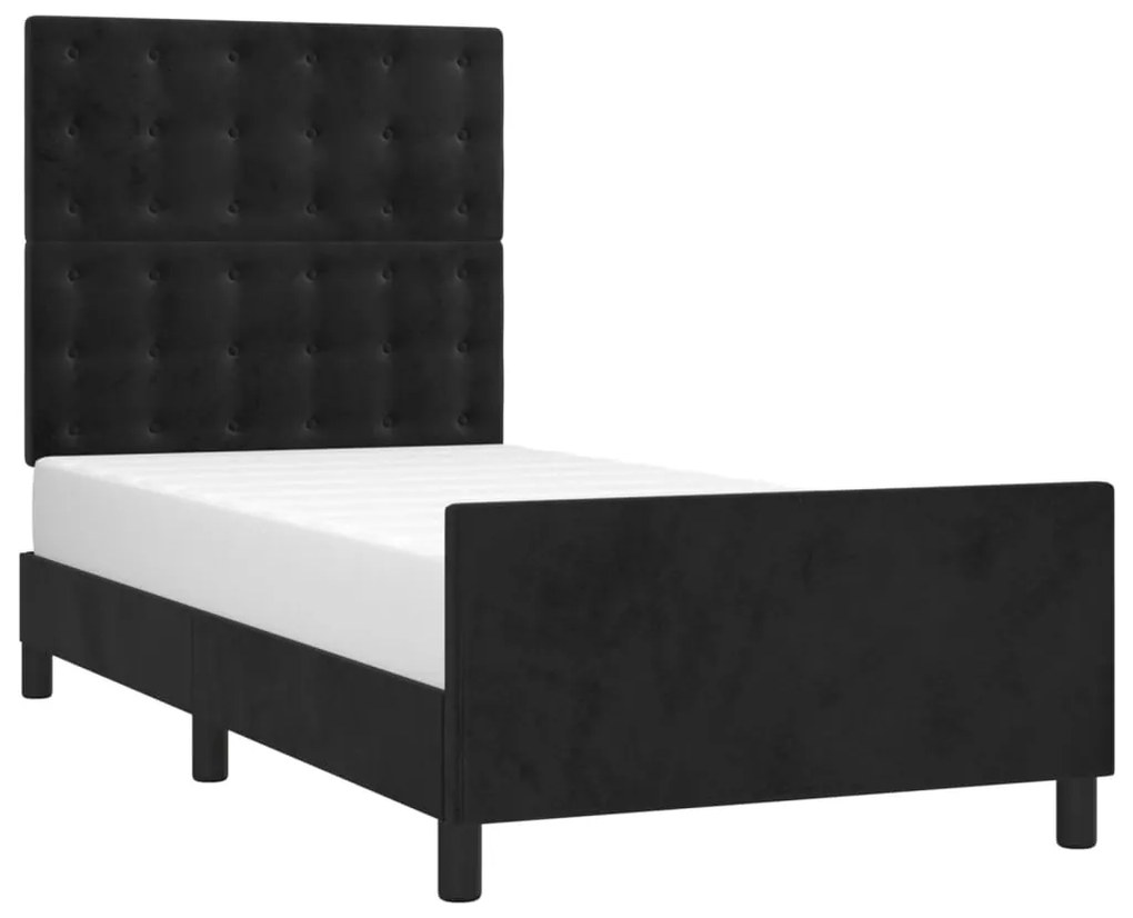 Estrutura de cama c/ cabeceira 100x200 cm veludo preto