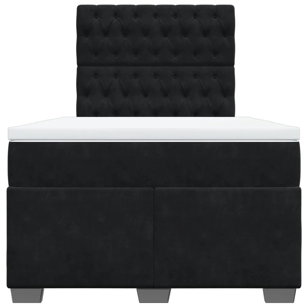 Cama boxspring com colchão 120x200 cm veludo preto