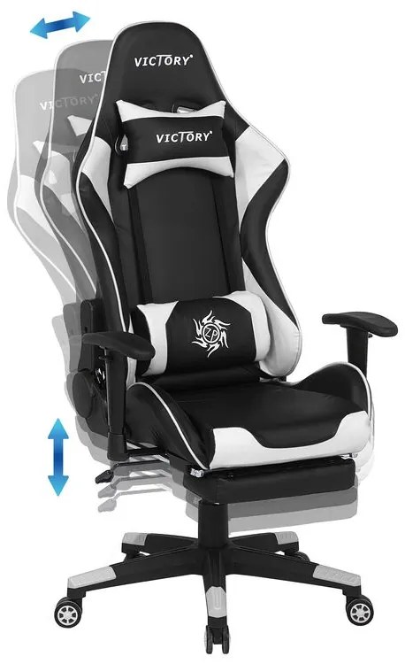 Cadeira gaming em pele sintética branca e preta VICTORY Beliani