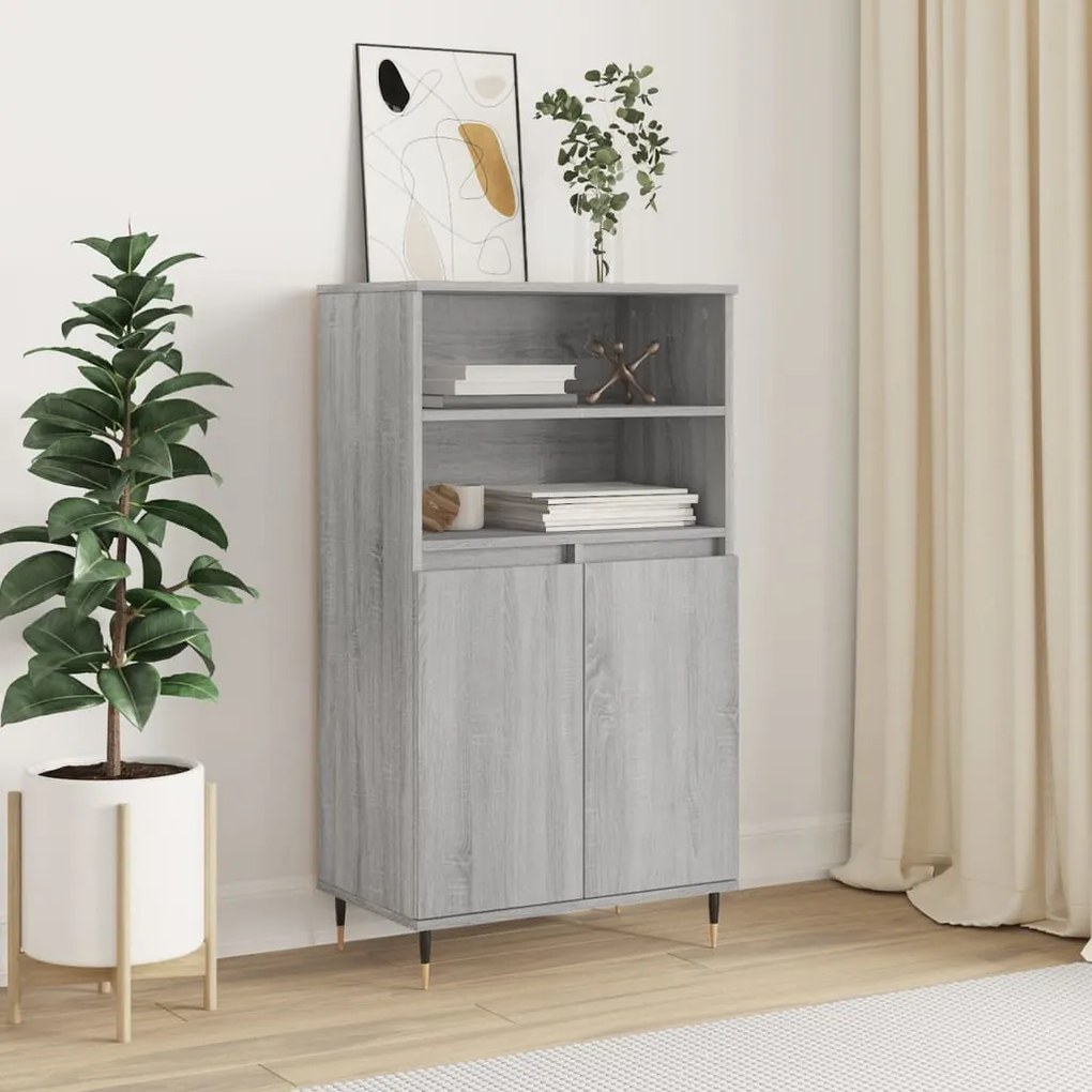 vidaXL Aparador alto 60x36x110 cm derivados de madeira cinzento sonoma