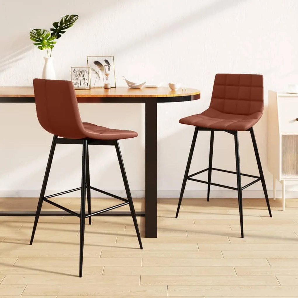 338617 vidaXL Bancos de bar 2 pcs couro artificial castanho-claro