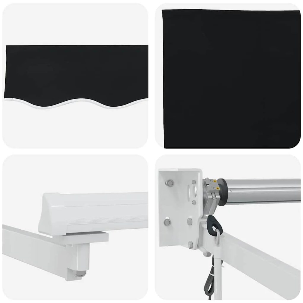 Toldo Retrátil Automático vidaXL Preto 400x300 cm