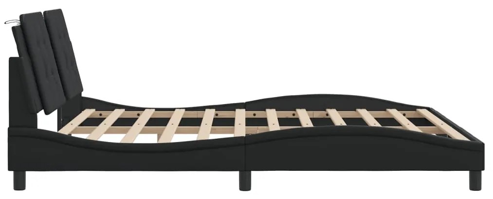 Estrutura de cama c/ cabeceira 180x200cm couro artificial preto