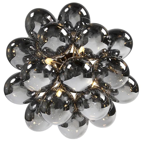 Candeeiro de Teto Design Preto com Vidro Fume 4-luzes - Uvas