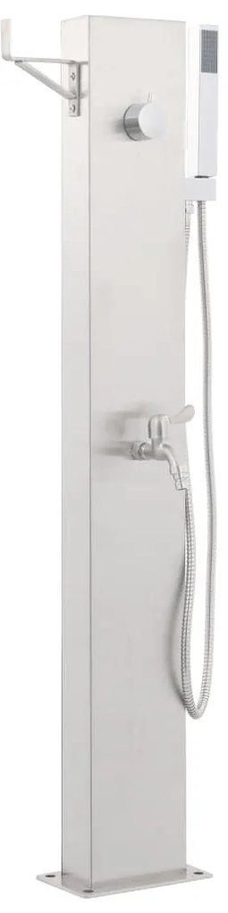 Duche de jardim com torneira 110 cm aço inoxidável