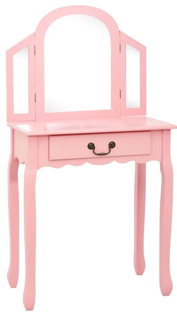 Toucador c/ banco 65x36x128 cm MDF e madeira de paulownia rosa