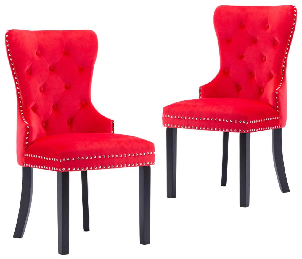 vidaXL Cadeiras de jantar 2 pcs veludo vermelho