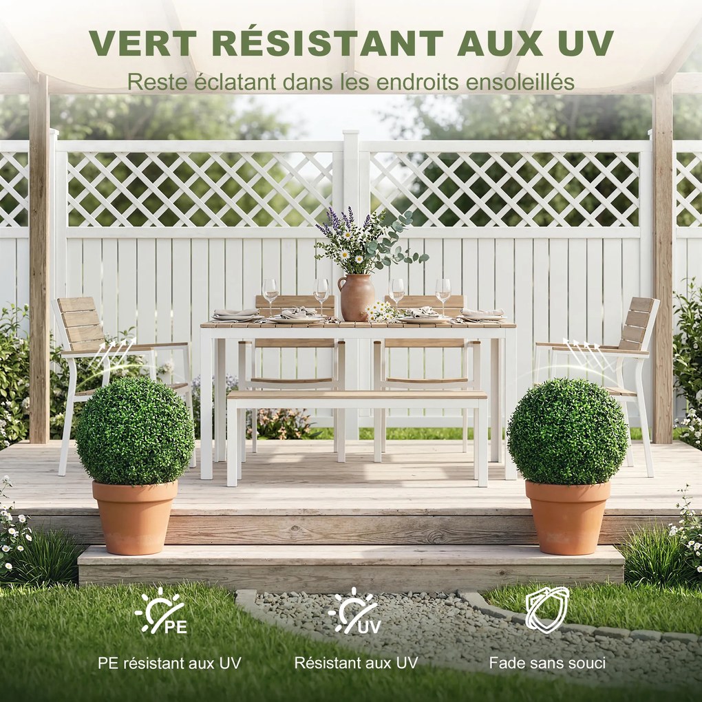 Conjunto de 2 bolas artificiais (VASOS NÃO INCLUIDOS), resistentes aos raios UV, 42 cm, para decoração interior/exterior verdes