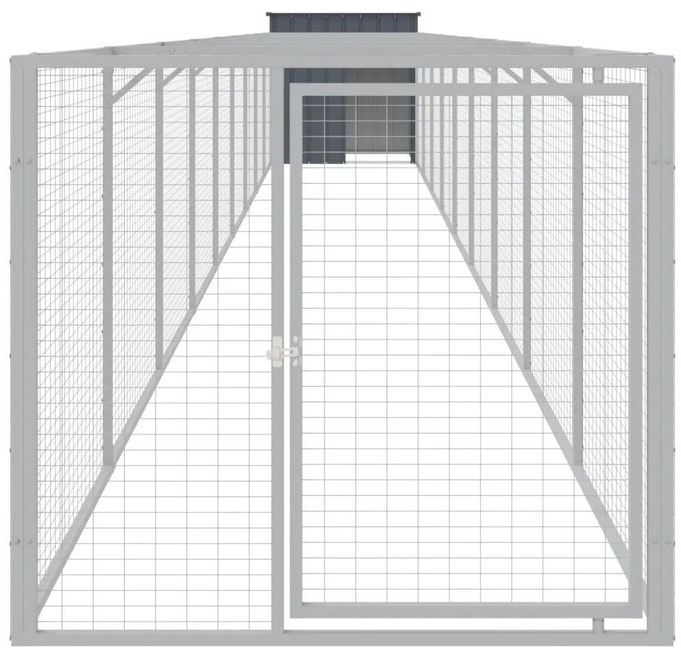Casota p/ cães c/ parque 110x1017x110cm aço galvaniz. antracite