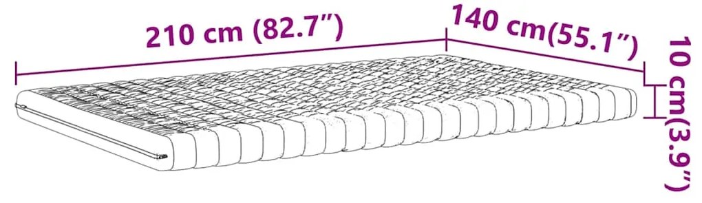Colchão de espuma 140x210 cm 7 zonas dureza 20 ILD branco