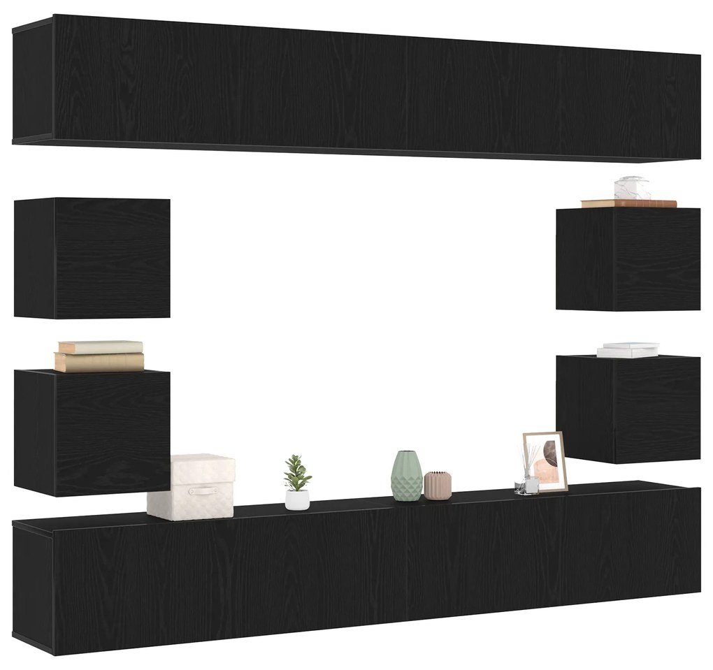 Conjunto de armários para TV vidaXL de 6 peças em carvalho preto monta