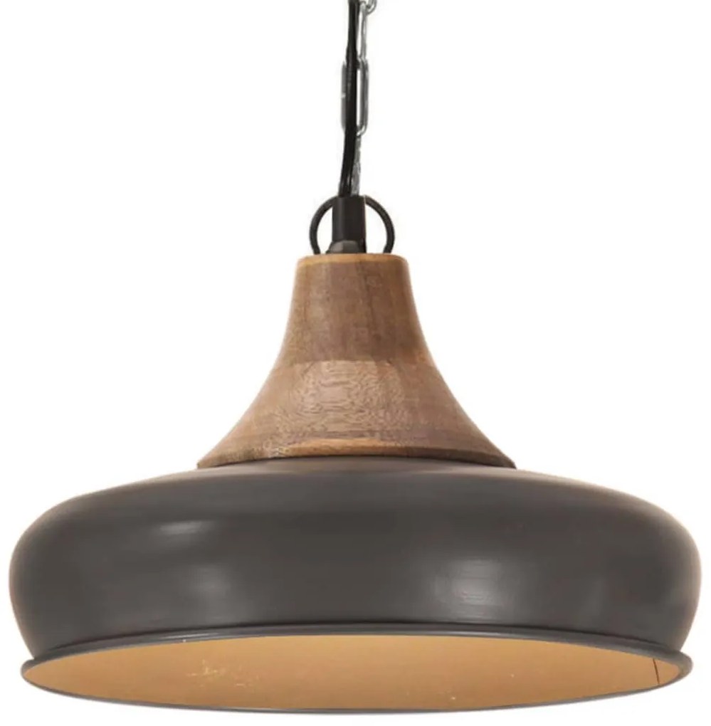 vidaXL Candeeiro teto industrial 26cm E27 ferro cinza e madeira maciça