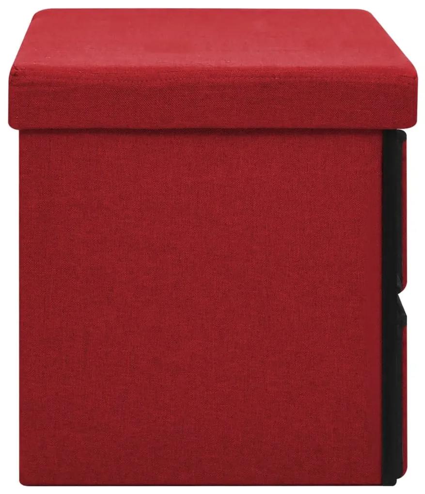Banco arrumação dobrável 76x38x38 cm linho falso vermelho-tinto