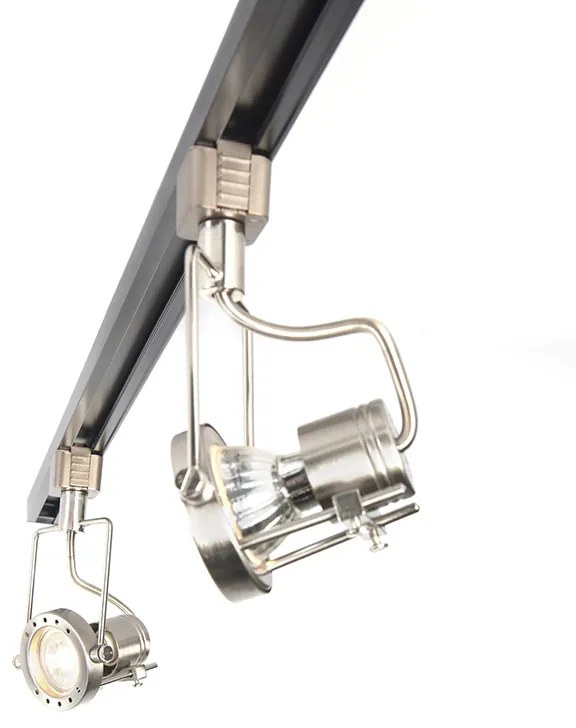 Calha monofásica inteligente preta com aço incl. 5 WiFi GU10 - Iconic Suplux