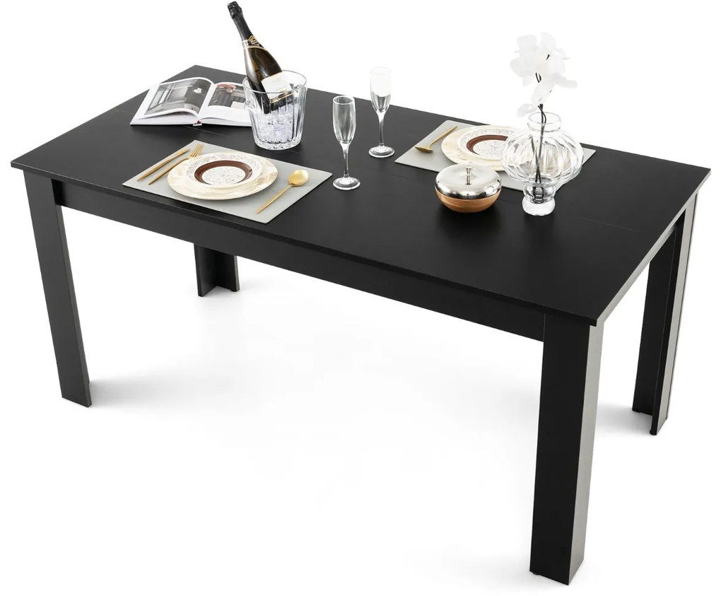 Mesa de jantar retangular com pernas em L robustas 160 x 80 x 76 cm Preta