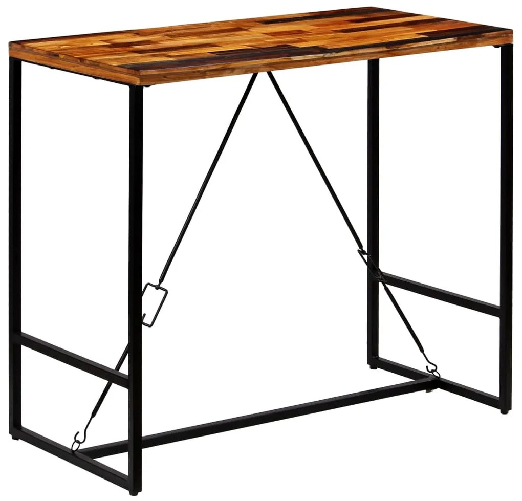 Mesa de bar em madeira recuperada maciça 120x60x106 cm