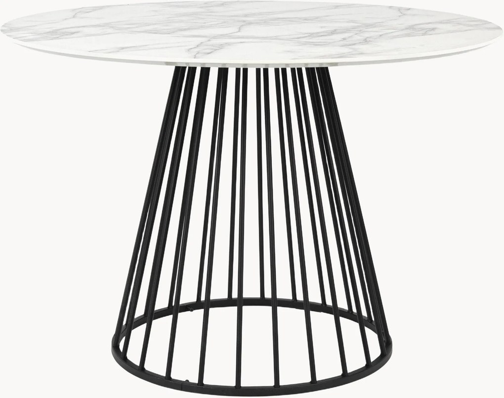 Mesa de jantar redonda com tampo efeito mármore Floris, Ø 110 cm