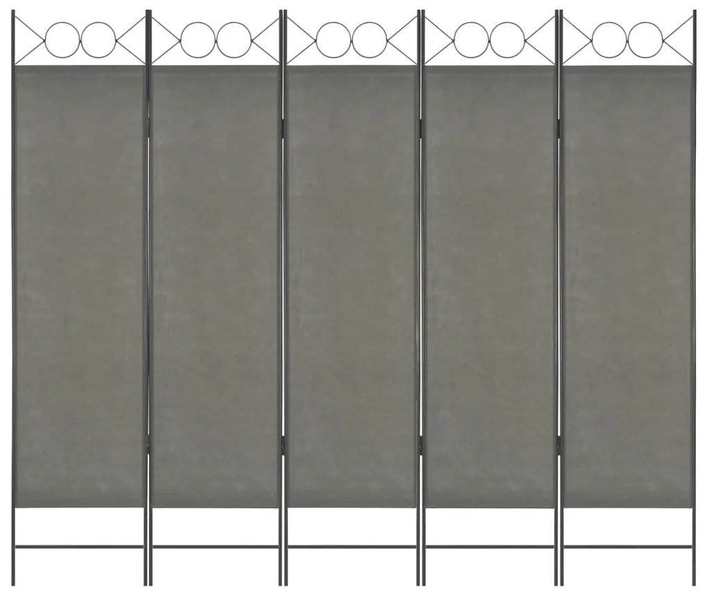 vidaXL Divisória de quarto com 5 painéis 200x180 cm antracite