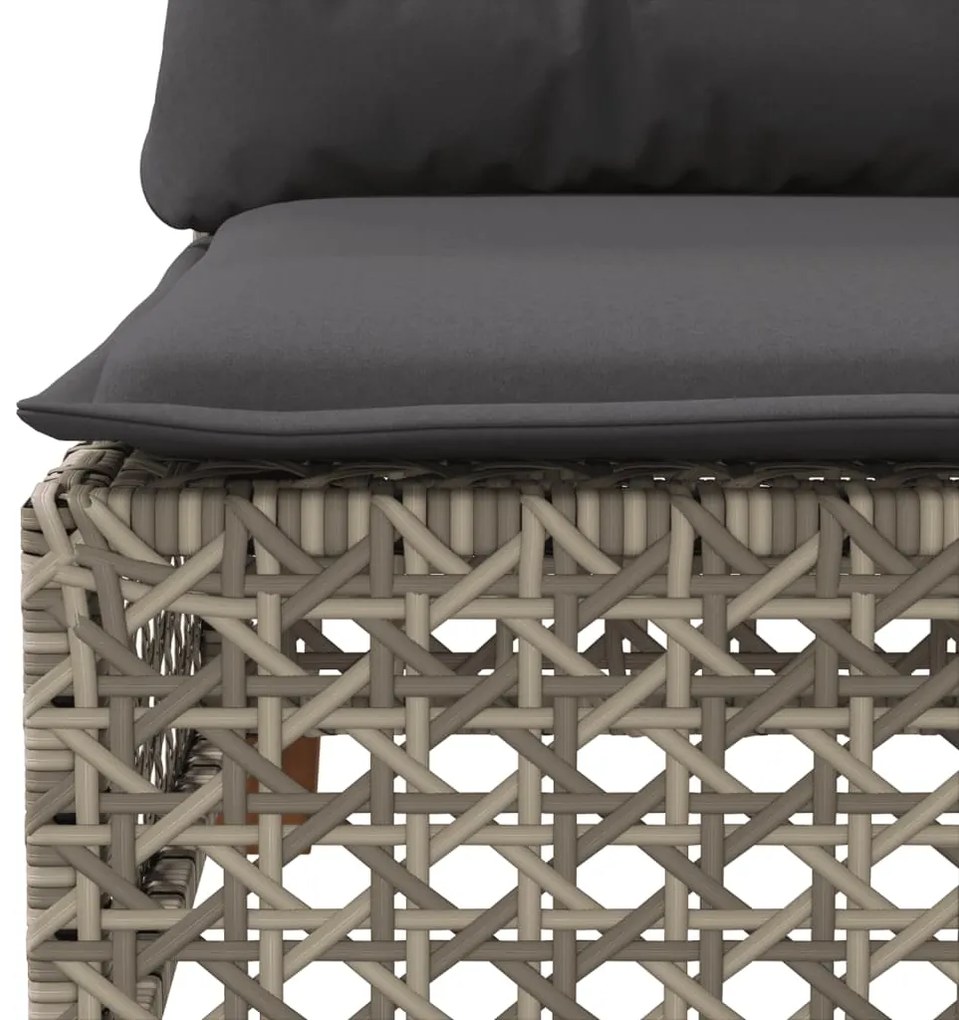 10 pcs conjunto sofás de jardim c/ almofadões vime PE cinzento