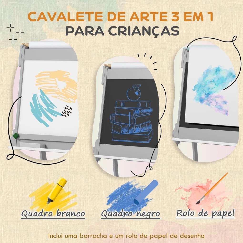 AIYAPLAY Cavalete para Crianças Cavalete de Pintura para Crianças 3 em