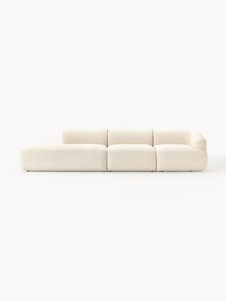 Módulo com chaise longue em bouclé Sofia (4 lugares)
