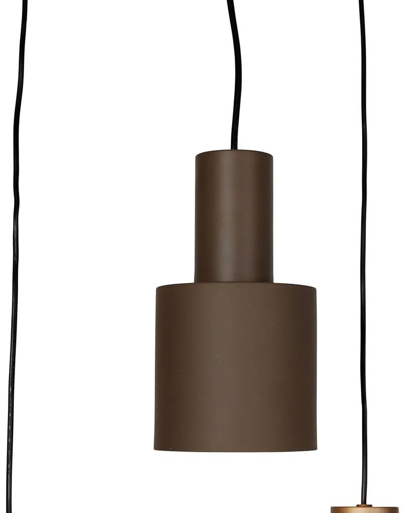 Candeeiro suspenso bronze com taupe e bege 6 luzes - Ans Moderno