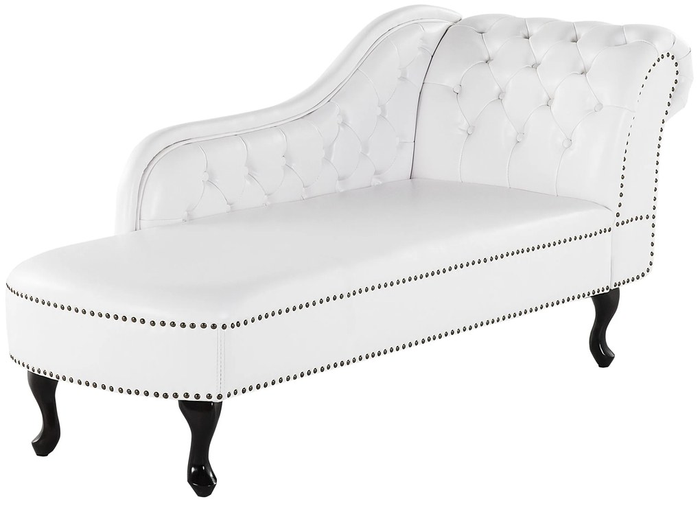Chaise-longue em pele sintética branca com apoio à direita NIMES Beliani